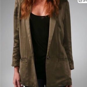 Diane Von Furstenberg Khaki Drawstring Blazer